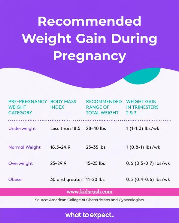 weight gain in pregnancy chart